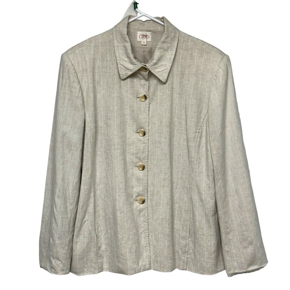 431 - VINTAGE CLEO CREAM BLAZER - 54% LINEN - Picture 4 of 14